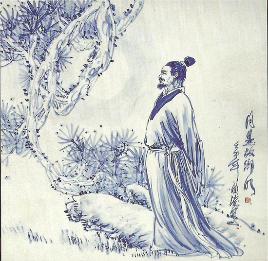 青花《月是故鄉(xiāng)明》瓷板----流霞彩宗師——程曲流教授(景德鎮(zhèn))